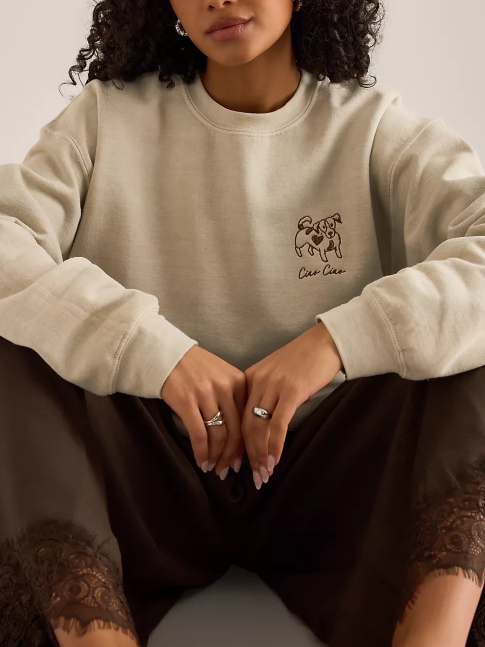 Anthropologie Embroidered Dog Sweatshirt